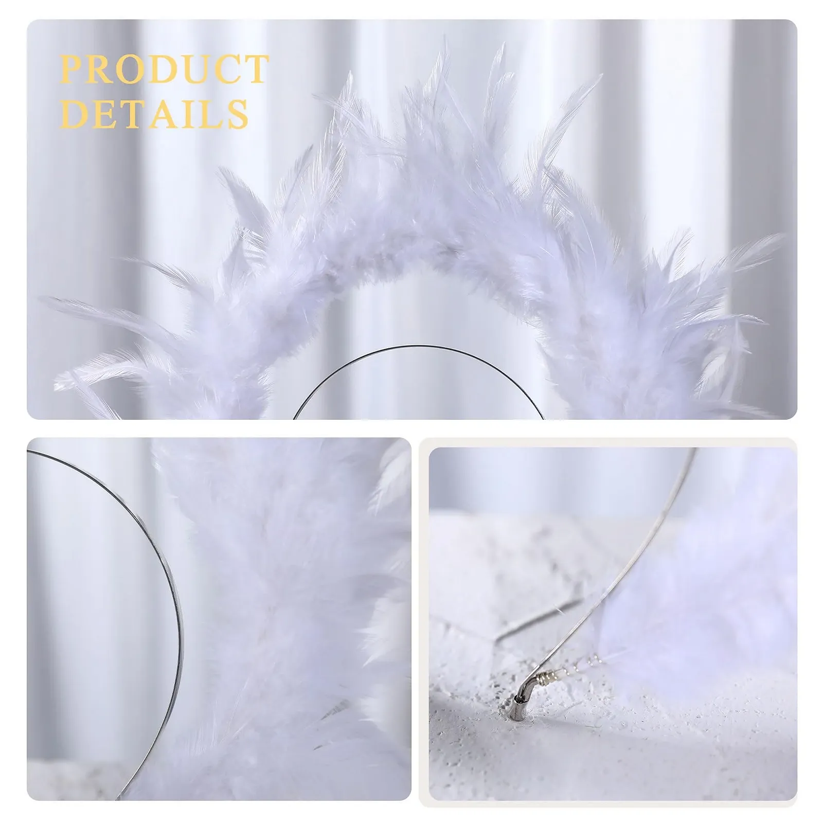 Обруч німб з білого пір'я, фото №5