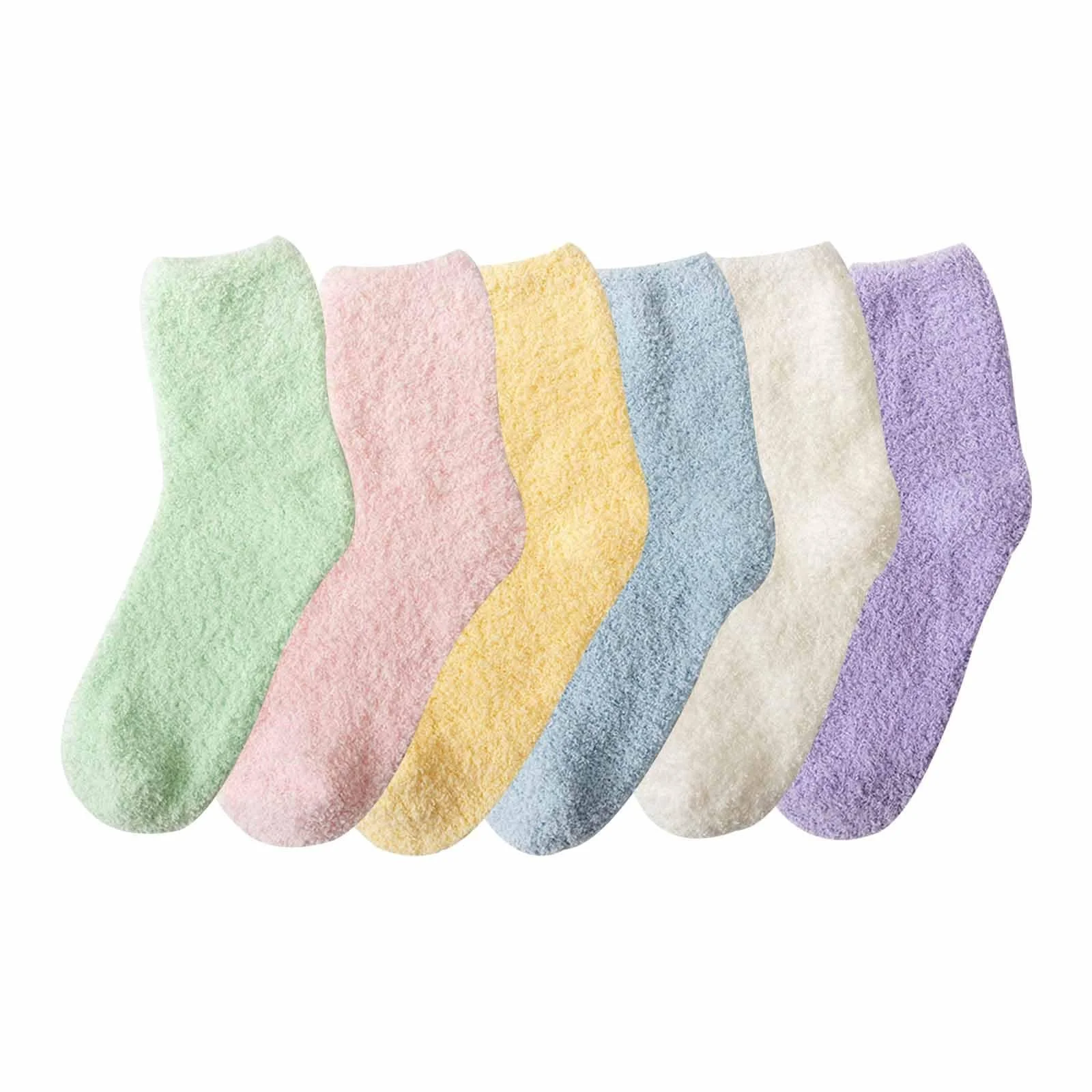 Носки Женские Пушистые Носки из Кораллового Флиса, 6 пар, разноцветные, фото №1