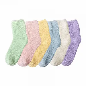 Шкарпетки Жіночі Пухнасті, 6 пар, різнокольорові - Фото 1