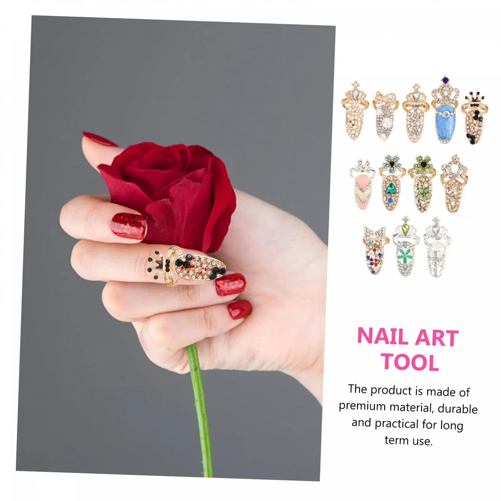 Набор страз для ногтей WOONEKY 3 шт. Модные украшения для маникюра, драгоценные камни и подвески, 12 шт. x 3, фото №8