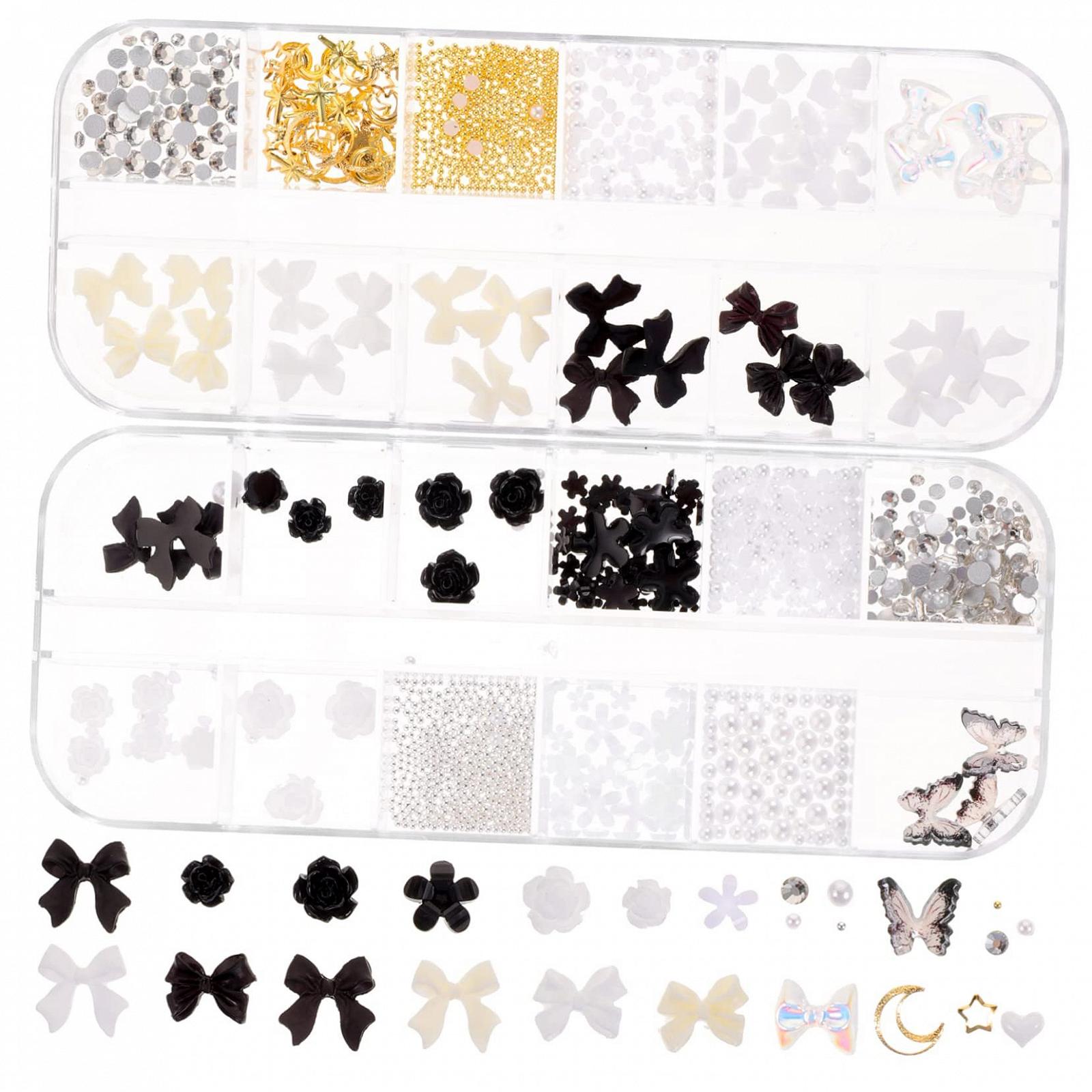 Прикраса для нігтів Чорні Діаманти 2 коробки, фото №1