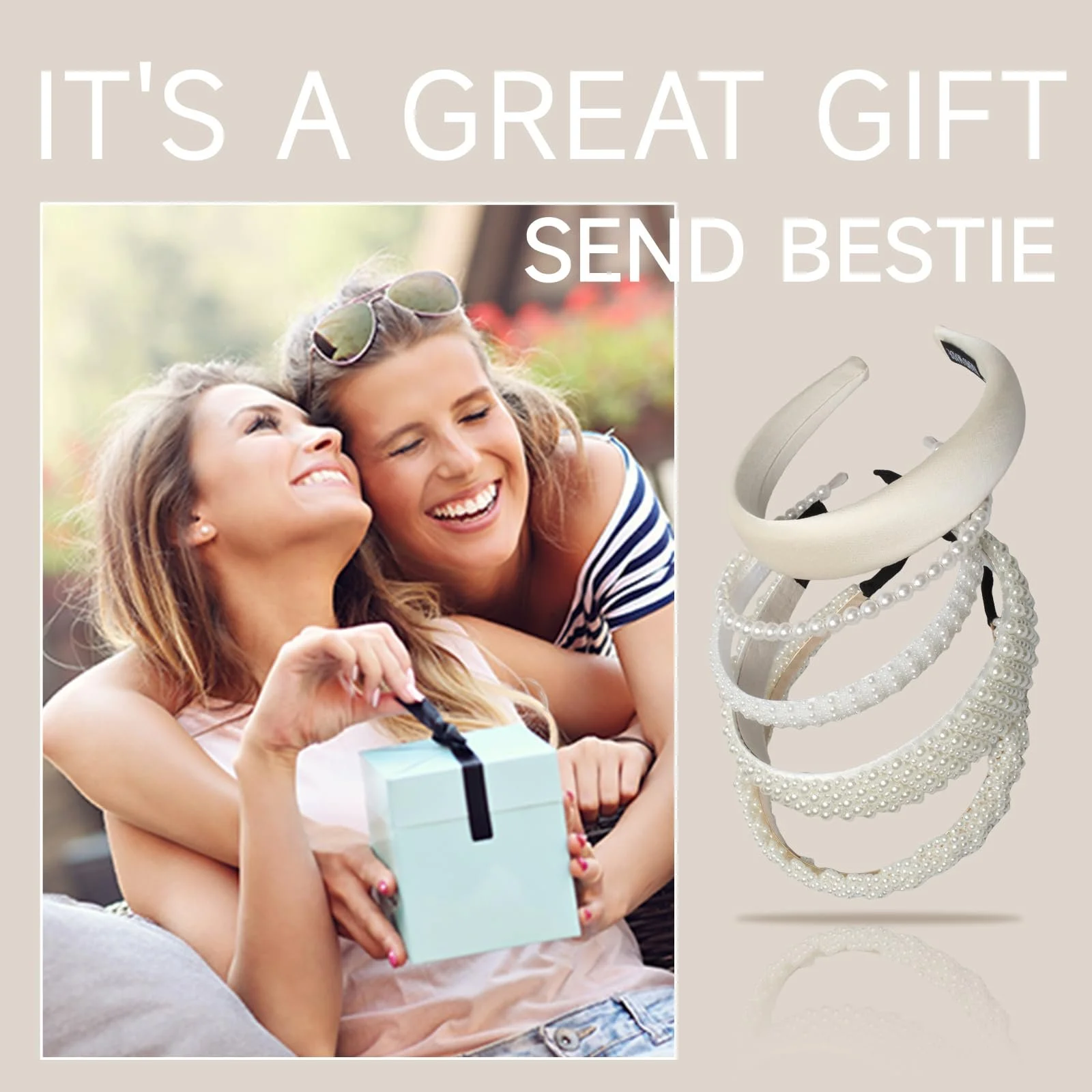 Набір з 5 жіночих обручів для волосся зі штучними перлами, фото №7