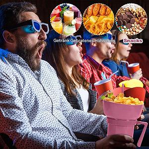 Кружка для напитков и снеков 2-в-1 Многоразовая чашка-миска для снеков с соломинкой Портативная двойная кружка для напитков и снеков для взрослых детей ясельного возраста для путешествий на открытом воздухе synthetic.ua - Фото 1