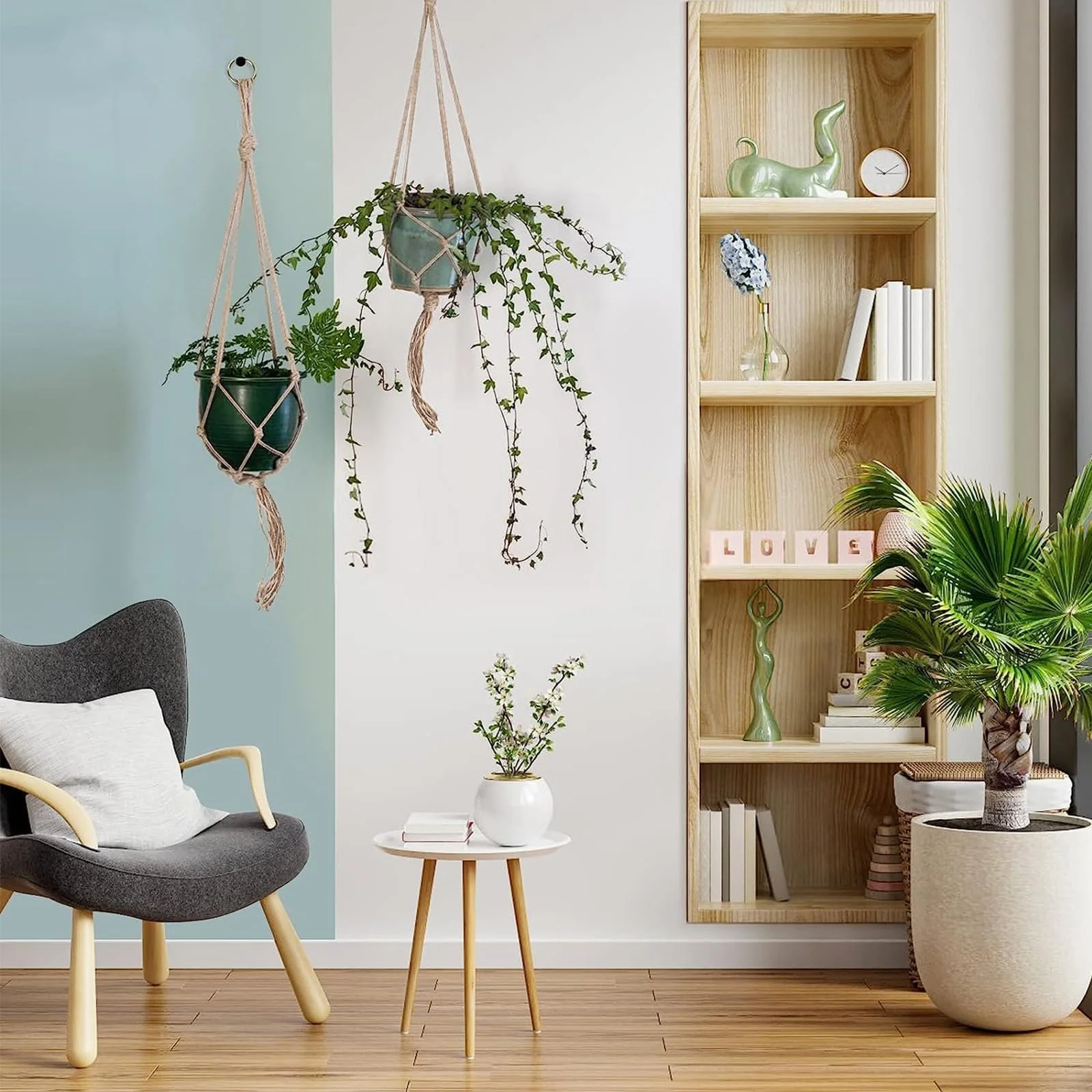 Подвесные кашпо макраме 4 шт. из пеньковой веревки 90/105 см, фото №6