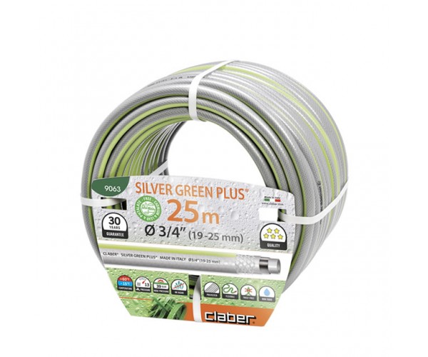 Шланг поливальний 3/4" 25м Silver Green Plus сірий з салатовою полосою, фото №1
