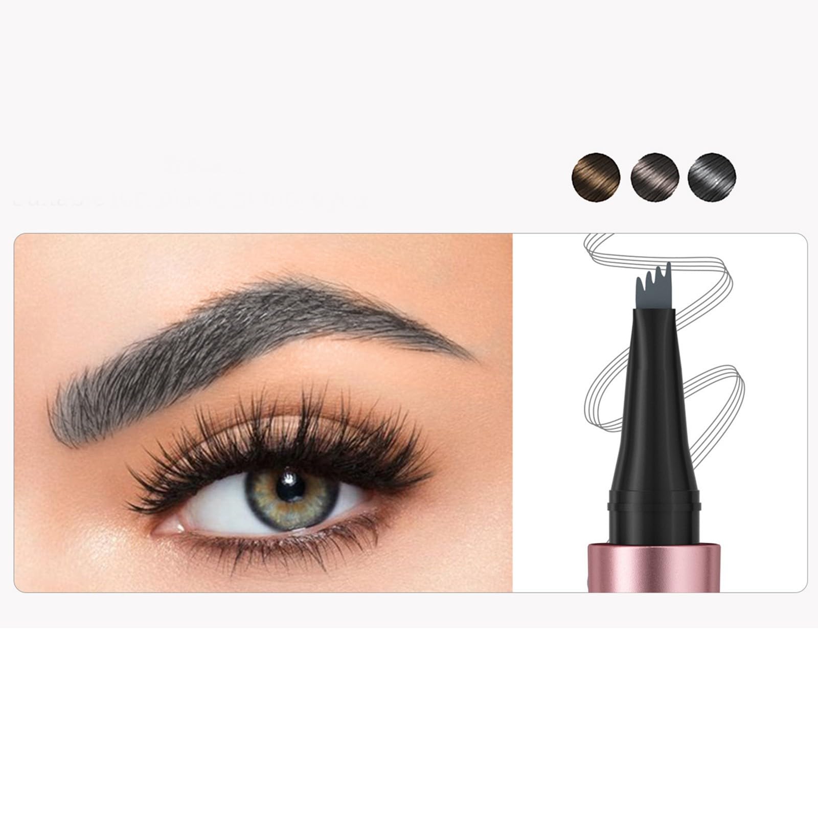 Карандаш для бровей 3D Водостойкий с 4 зубцами, Четырехточечный карандаш для бровей, Эффект микроблейдинга, Точные контуры, Натуральные, Густые брови, Стойкий (C, Один размер), фото №2