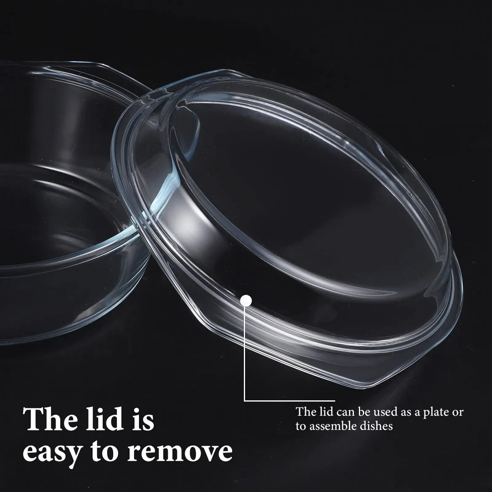 Форма для запікання Healifty кругла скляна з кришкою термостійка для мікрохвильової печі та духовки, фото №5 Форма для запікання Healifty кругла скляна з кришкою термостійка для мікрохвильової печі та духовки, фото №5