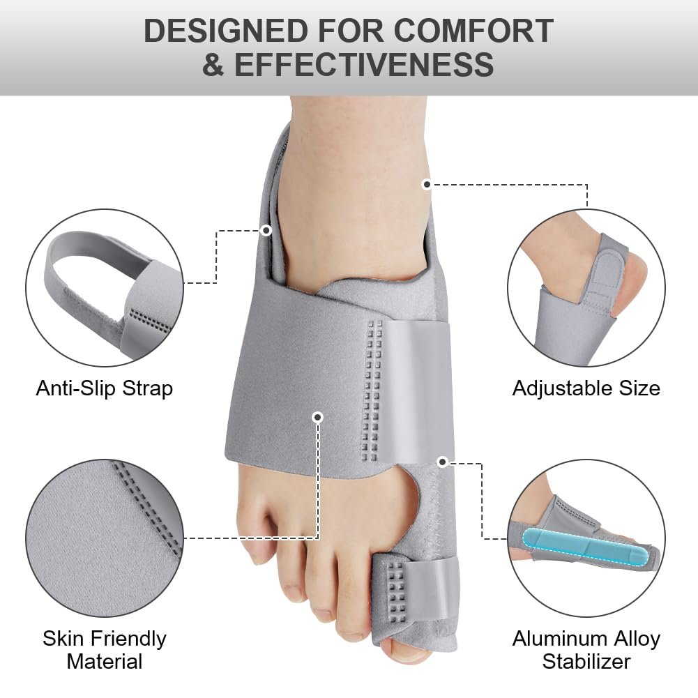 Шина для корекції Hallux Valgus ACWOO, 2 шини для корекції та 2 роздільники для пальців, нековзний, фото №5