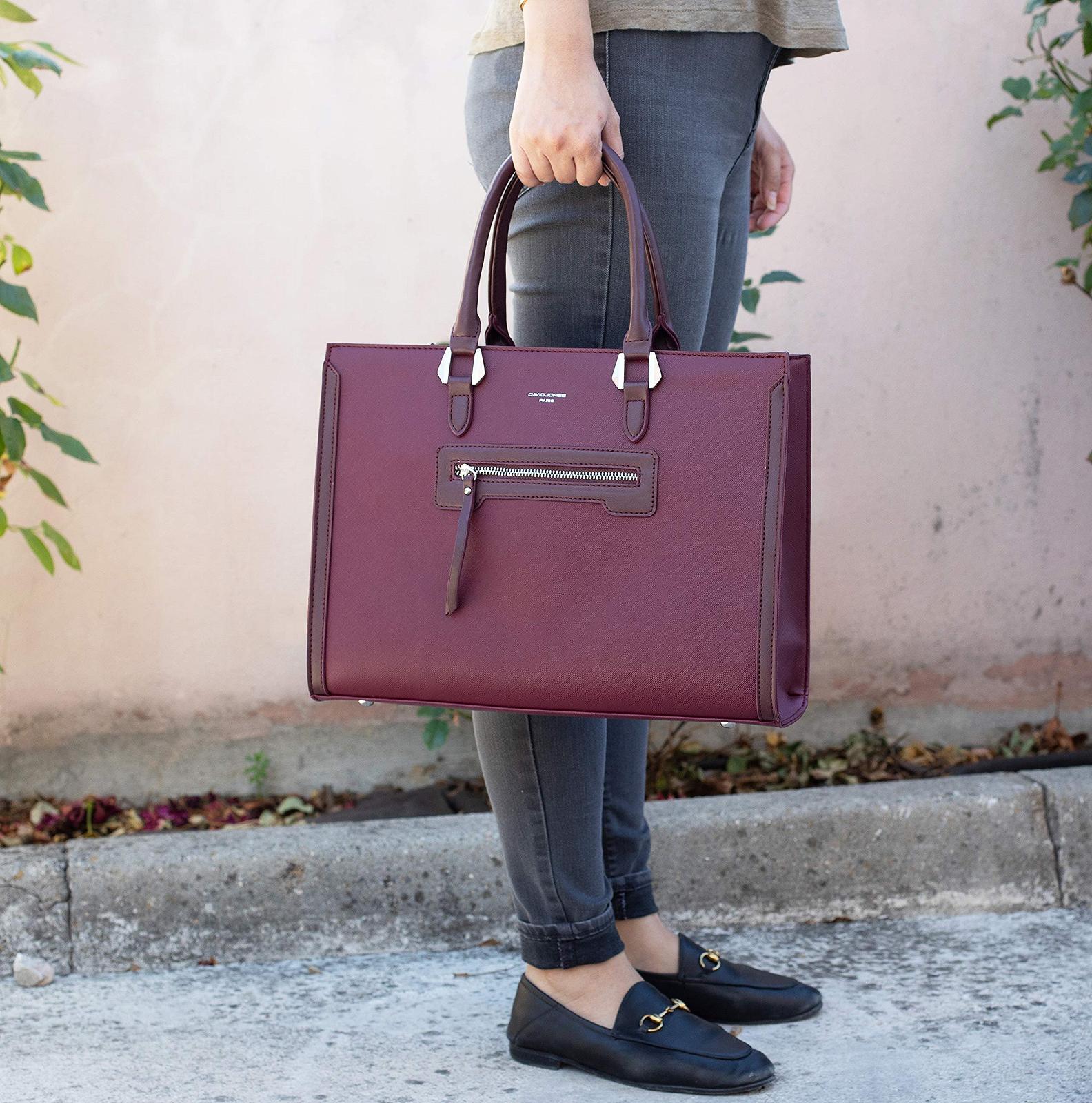 Сумка-шоппер David Jones, большая, с короткими ручками, из полиуретановой кожи, с множеством отделений, красная, фото №3