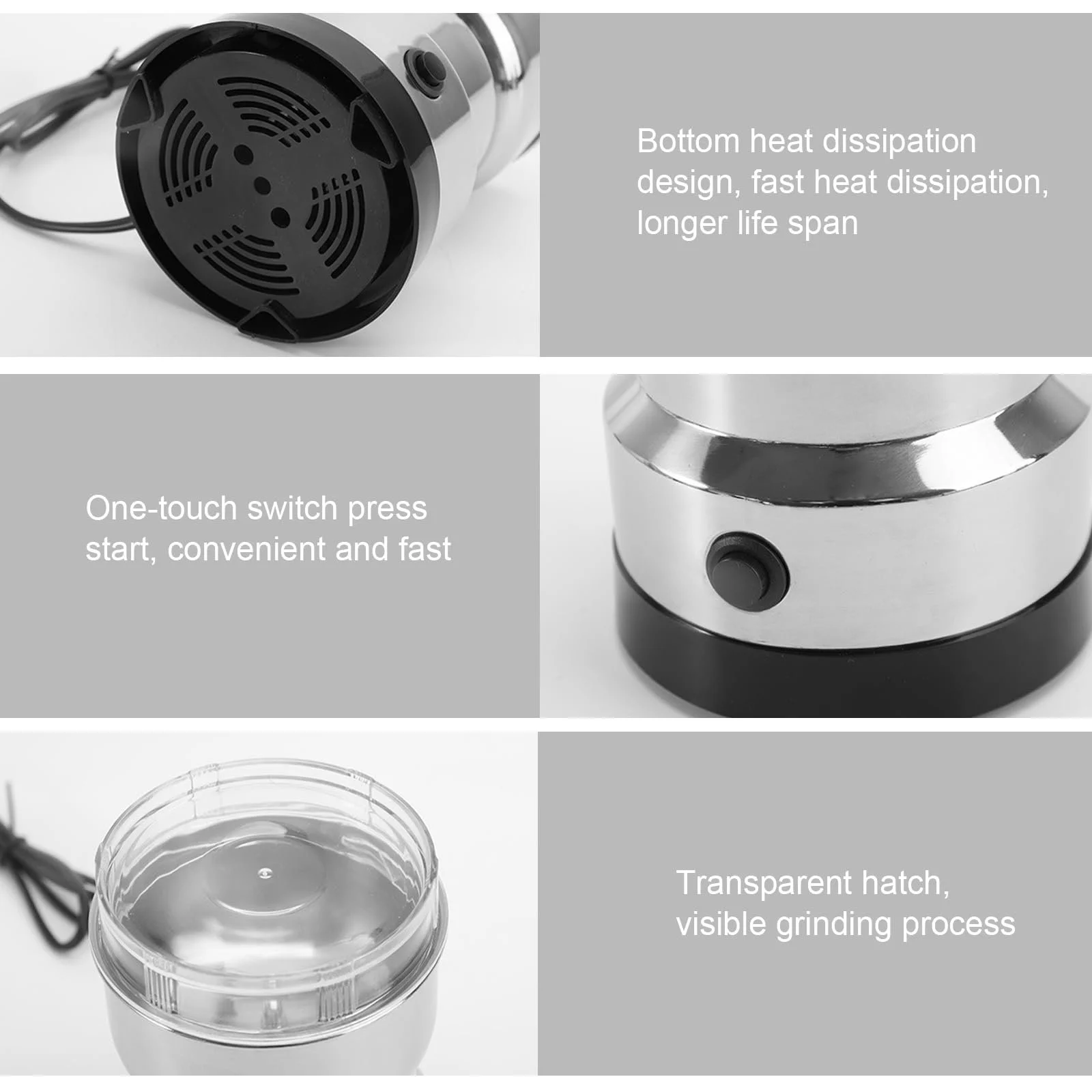 Мельница для зерна Многофункциональная Мельница для специй Кофемолка сверхтонкого помола Измельчитель Порошок для кофейных зерен Кухонная машина для сухих материалов Специи Травы Кофе, фото №4 Мельница для зерна Многофункциональная Мельница для специй Кофемолка сверхтонкого помола Измельчитель Порошок для кофейных зерен Кухонная машина для сухих материалов Специи Травы Кофе, фото №4