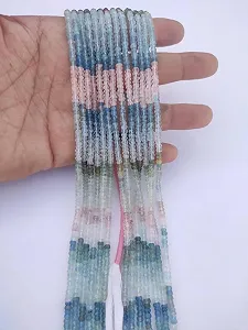 Бусины Аквамарин Натуральный Огранённые Рондели 4 мм, нить длиной 33 см, камни для ожерелья и браслетов synthetic.ua - Фото 1