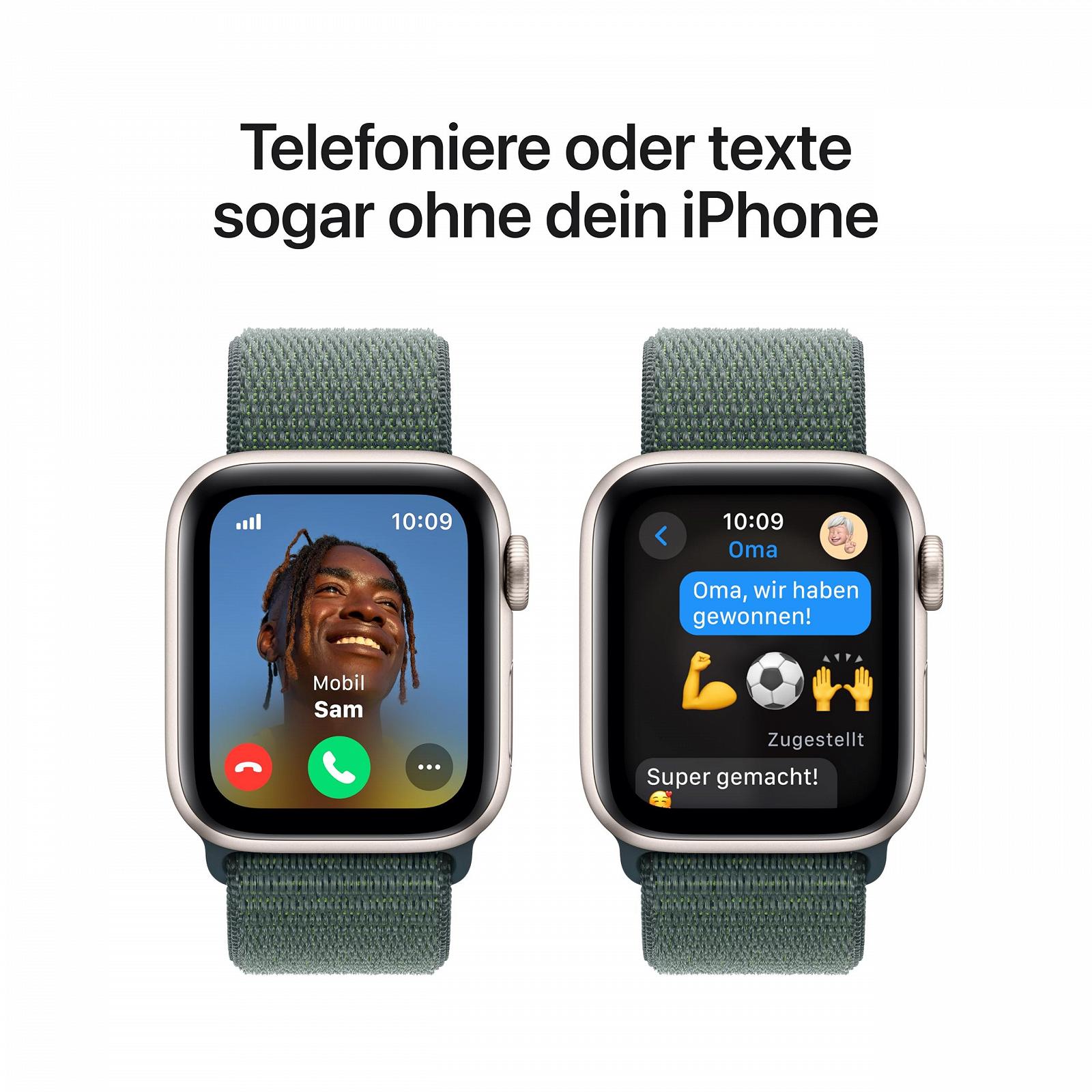 Смарт-годинник Apple Watch SE (2nd Generation) GPS + Cellular 40 мм, алюмінієвий корпус, колір Полярна зірка, спортивний ремінець, колір Морська хвиля (One Size), фото №4