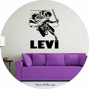 Наклейка на стіну Attack on Titan AOT Levi Ackermann L 90 см x 69 см Чорний матовий synthetic.ua - Фото 1