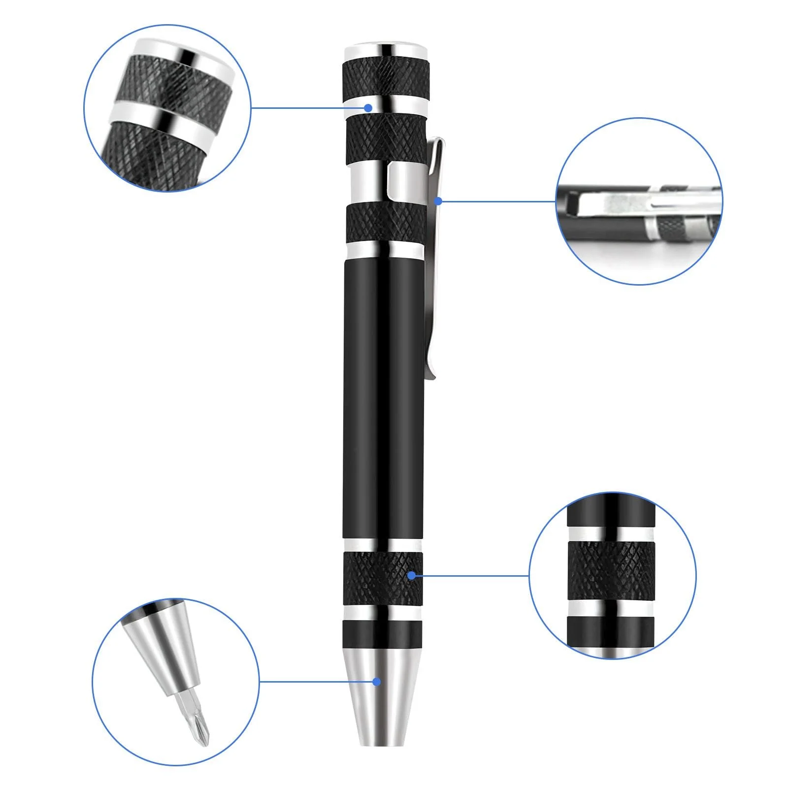 Набір міні-викруток 8-в-1 4 шт. кишенькові магнітні, фото №3