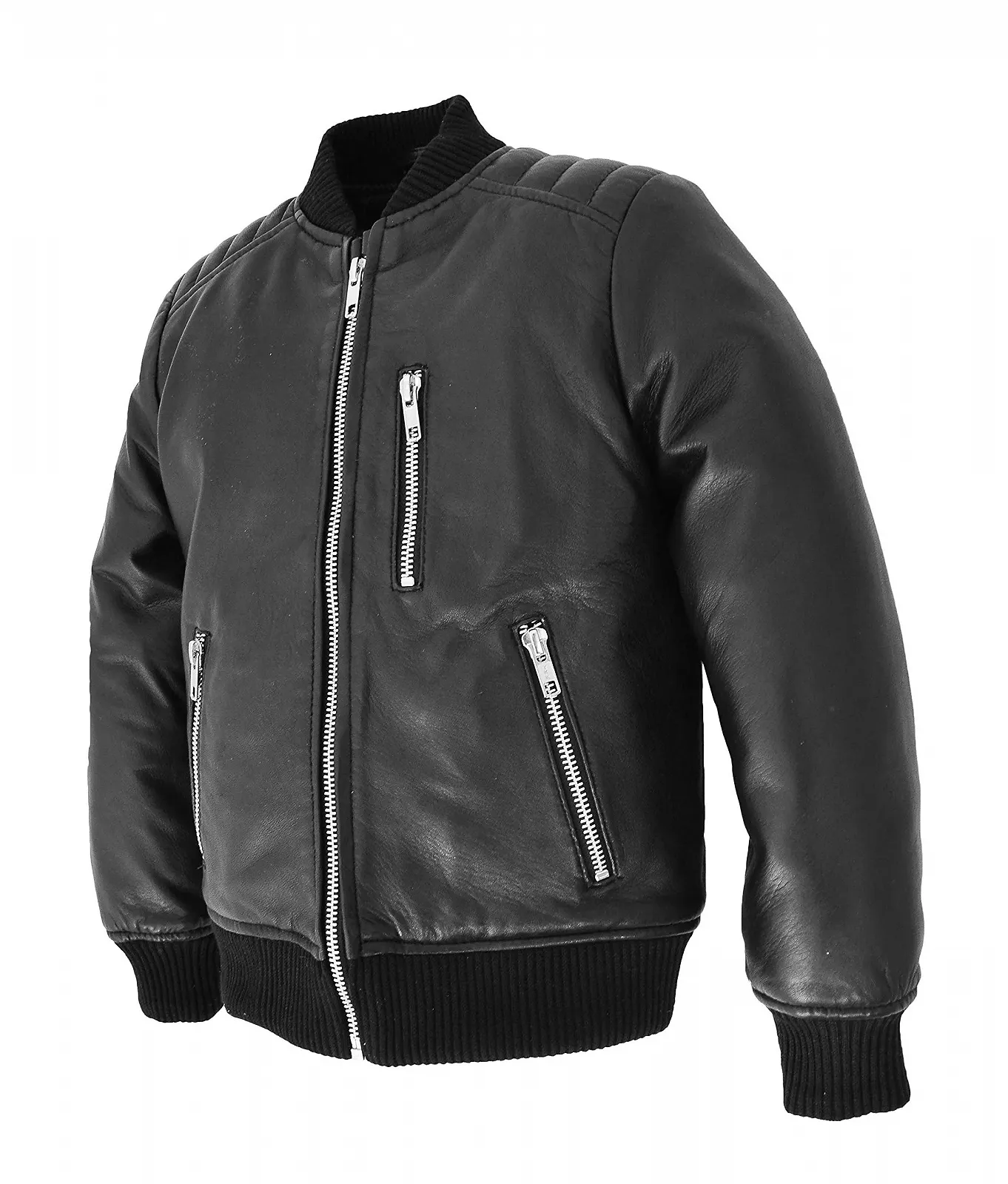 Куртка-бомбер Divergent Retail Кожаная Черный DR454, фото №4