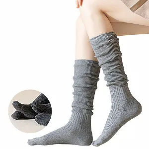 Носки гольфы Slouch Хлопок с раздельным пальцем для женщин, 4 пары, Белый + Черный + Темно-серый + Светло-серый, размер 4-8 synthetic.ua - Фото 1