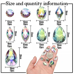 Пришивные AB кристаллы Акриловые граненые плоские стразы для шитья Хрустальные стразы разных форм для DIY рукоделия Одежда Обувь Сумка Декорация 117 шт synthetic.ua - Фото 1