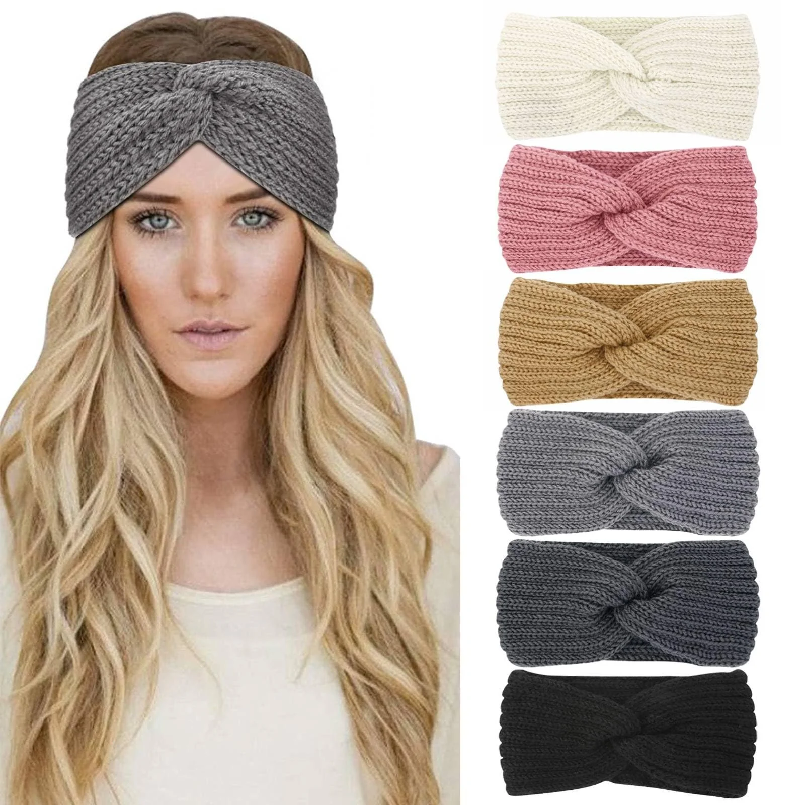 Набір із зимових пов'язок на голову для жінок, широкі в'язані, фото №1 Набір із зимових пов'язок на голову для жінок, широкі в'язані, фото №1