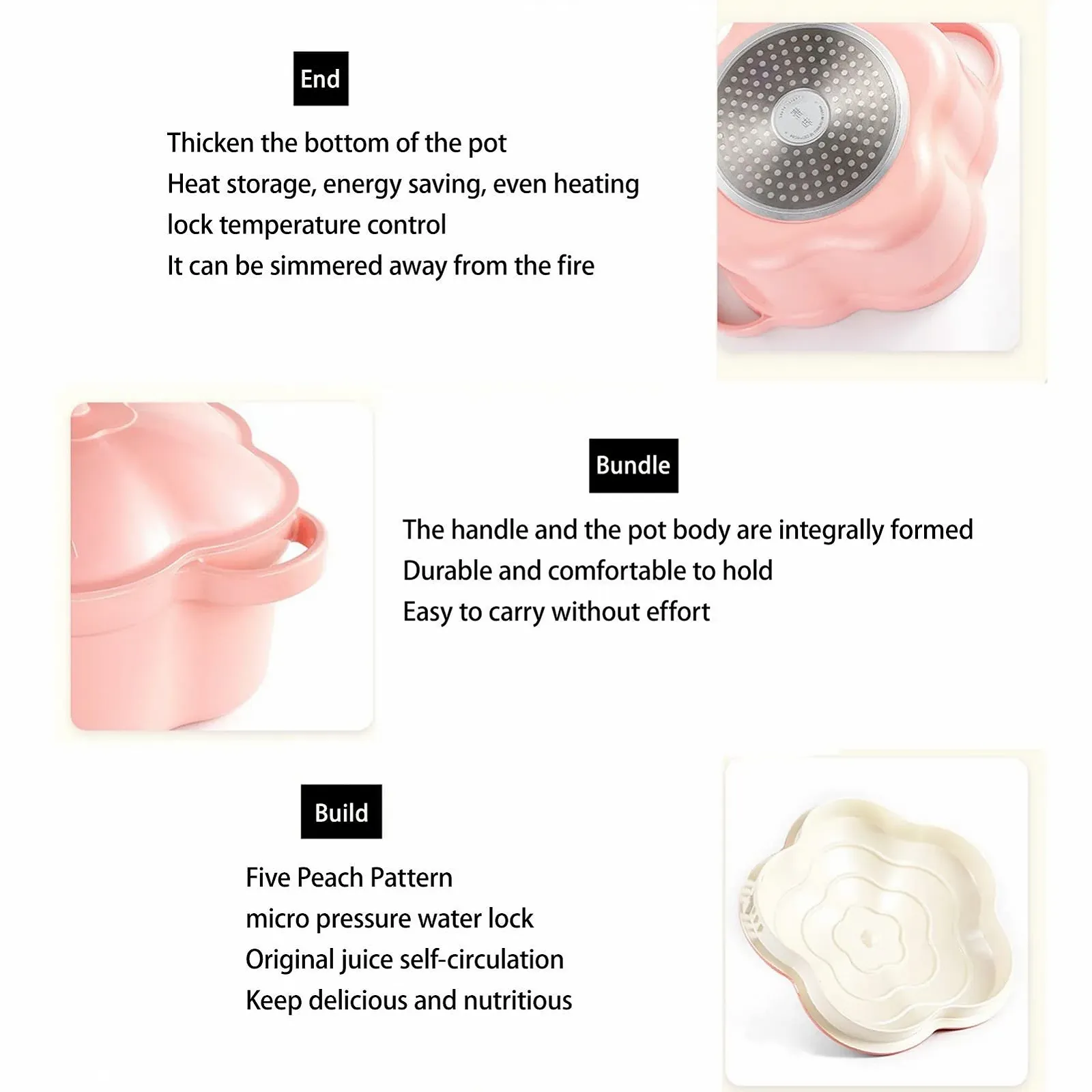 Кастрюля-жаровня Dutch Oven в форме цветка алюминиевый сплав с керамическим покрытием с крышкой, фото №5