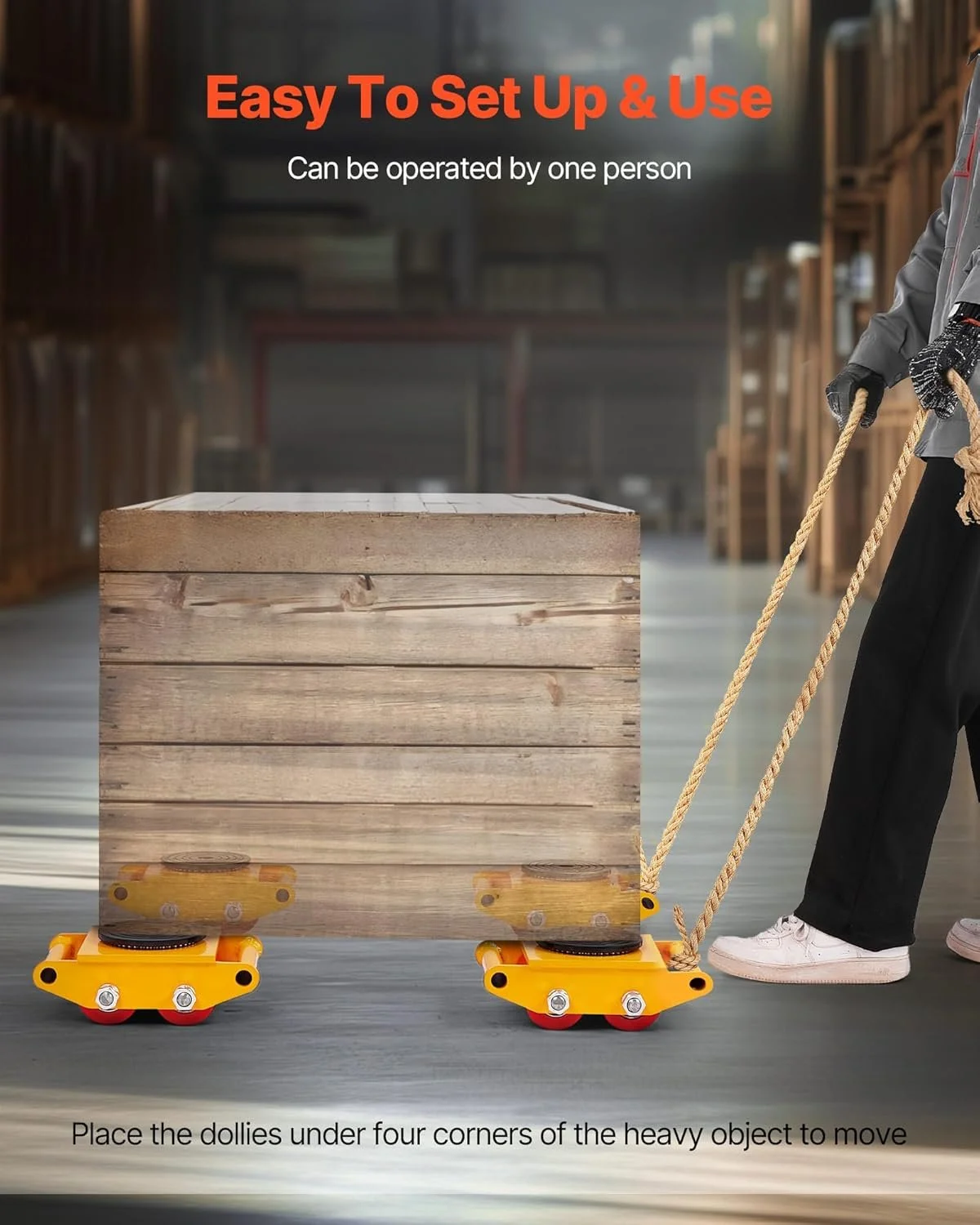 Роликовая передвижная платформа VEVOR Machinery Skate Dolly 6Т Желтый, фото №7