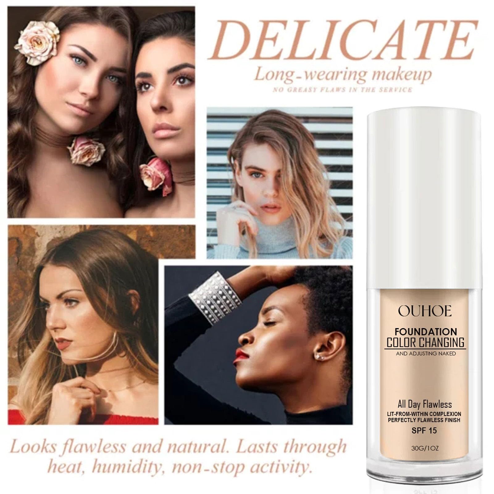 Рідка основа для макіяжу Colour Changing 30 г SPF 15 матова, фото №7