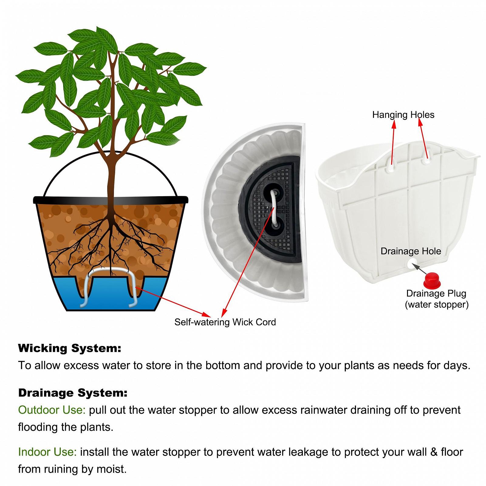 Настінні кашпо ORIMERC Набір 6 шт. 10 дюймів вертикальні білі, фото №6