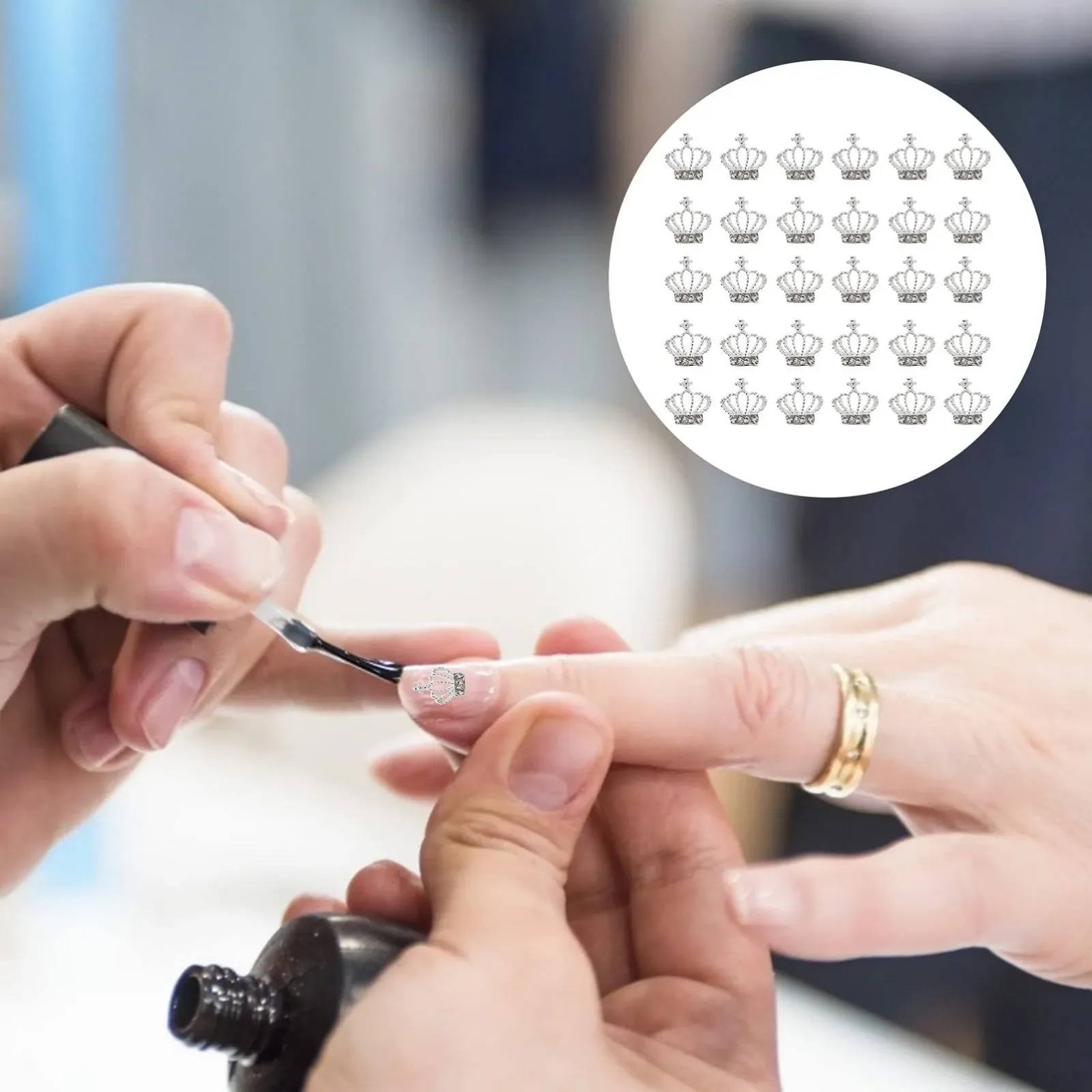 Украшения для ногтей Корона Lurrose 3D Серебристый сплав 30 шт, фото №7