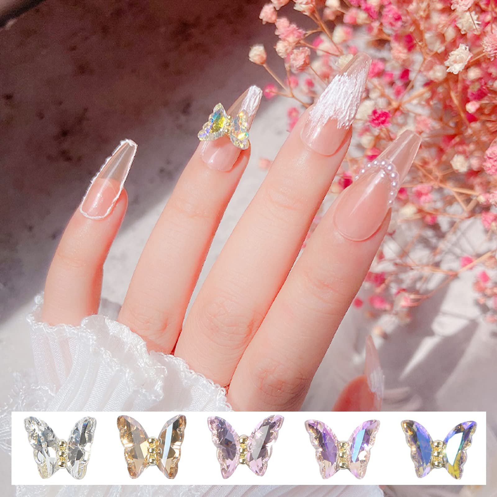 3D Подвески-бабочки для ногтей 25 шт Кристалл Бабочка Стразы и самоцветы для ногтей украшения для ногтей, фото №4