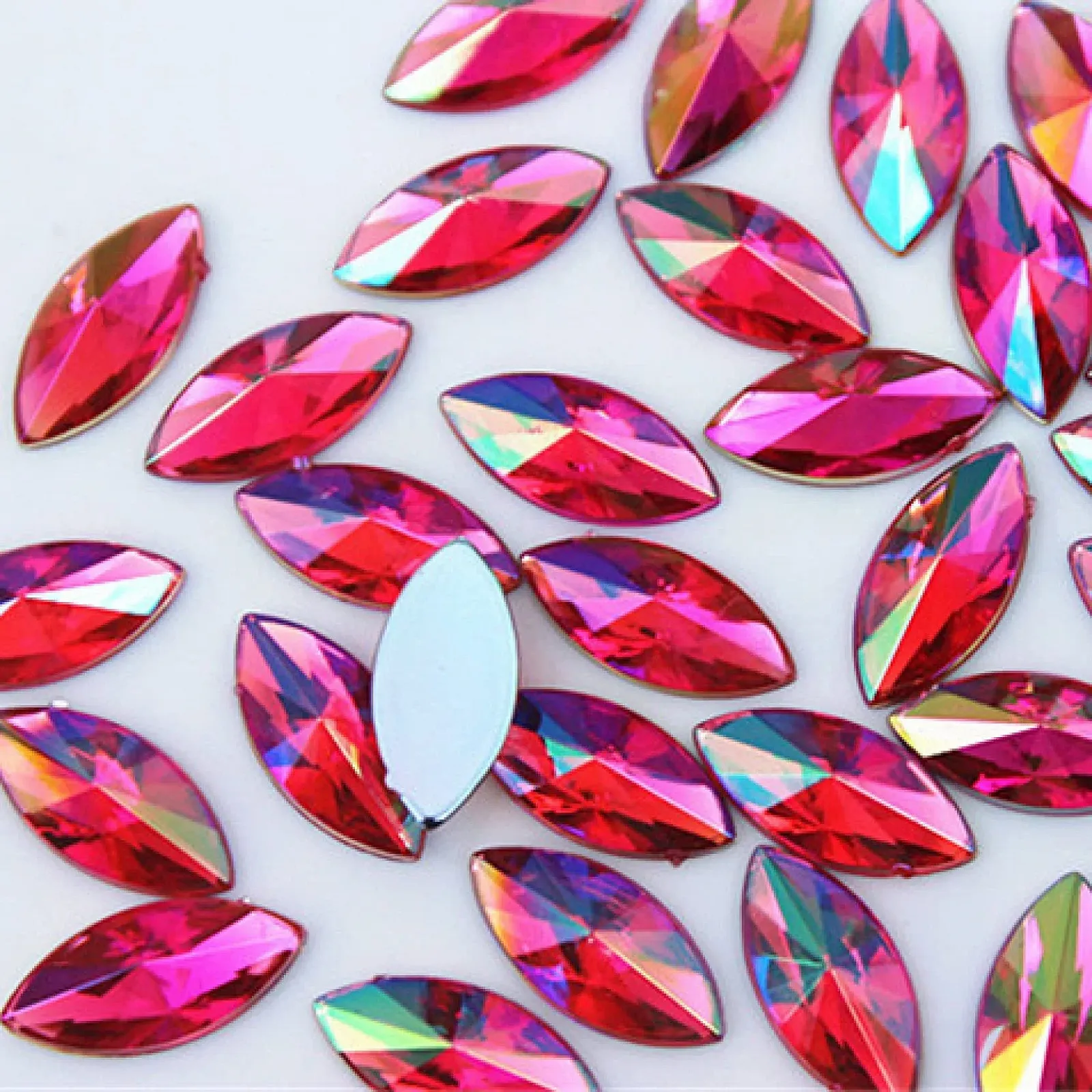 Стрази Кінське Око CHENRANYIN 7 x 14 мм, акрил, без термофіксації, 100 шт., AB, темно-фіолетовий, фото №2