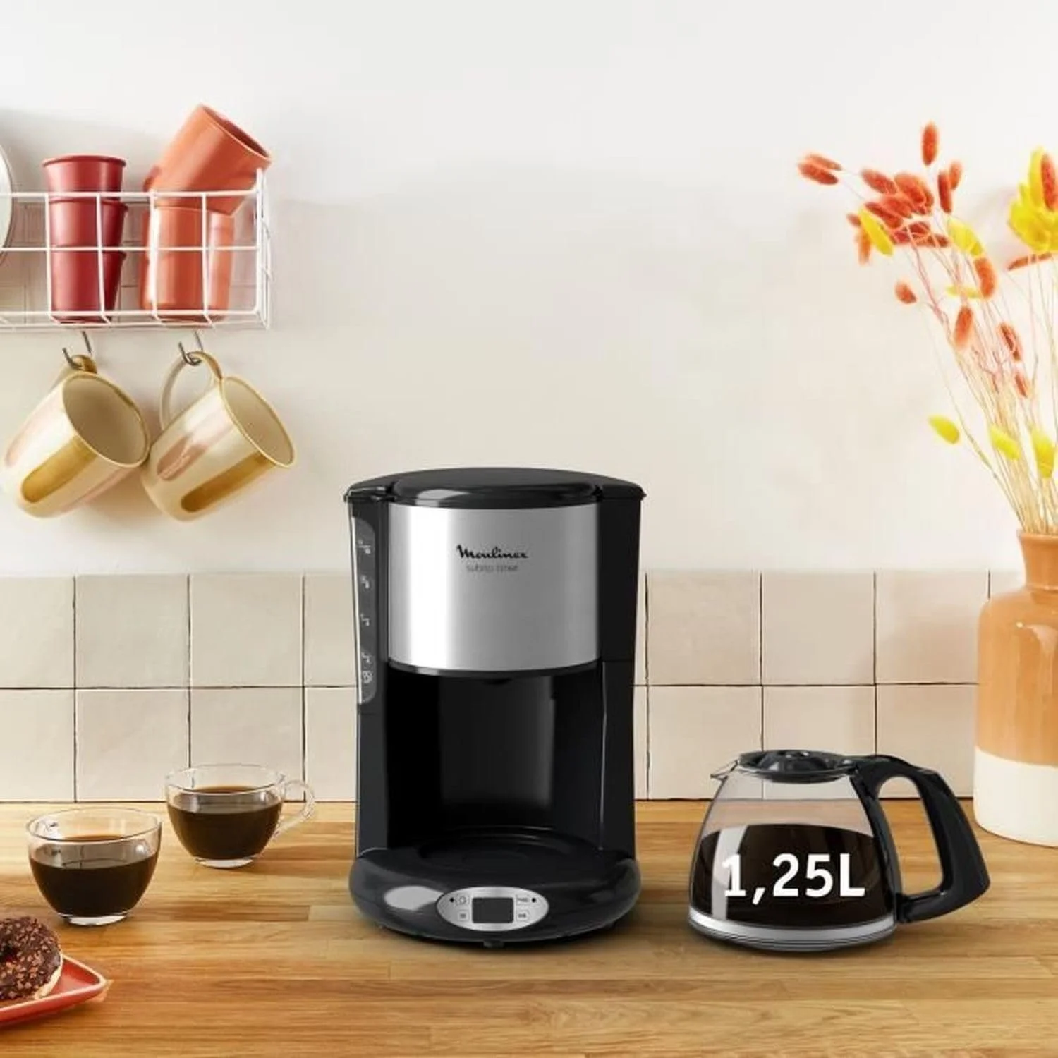 Фильтр-кофеварка Moulinex Subito FG362810 программируемая с таймером нержавеющая сталь / черная, фото №4