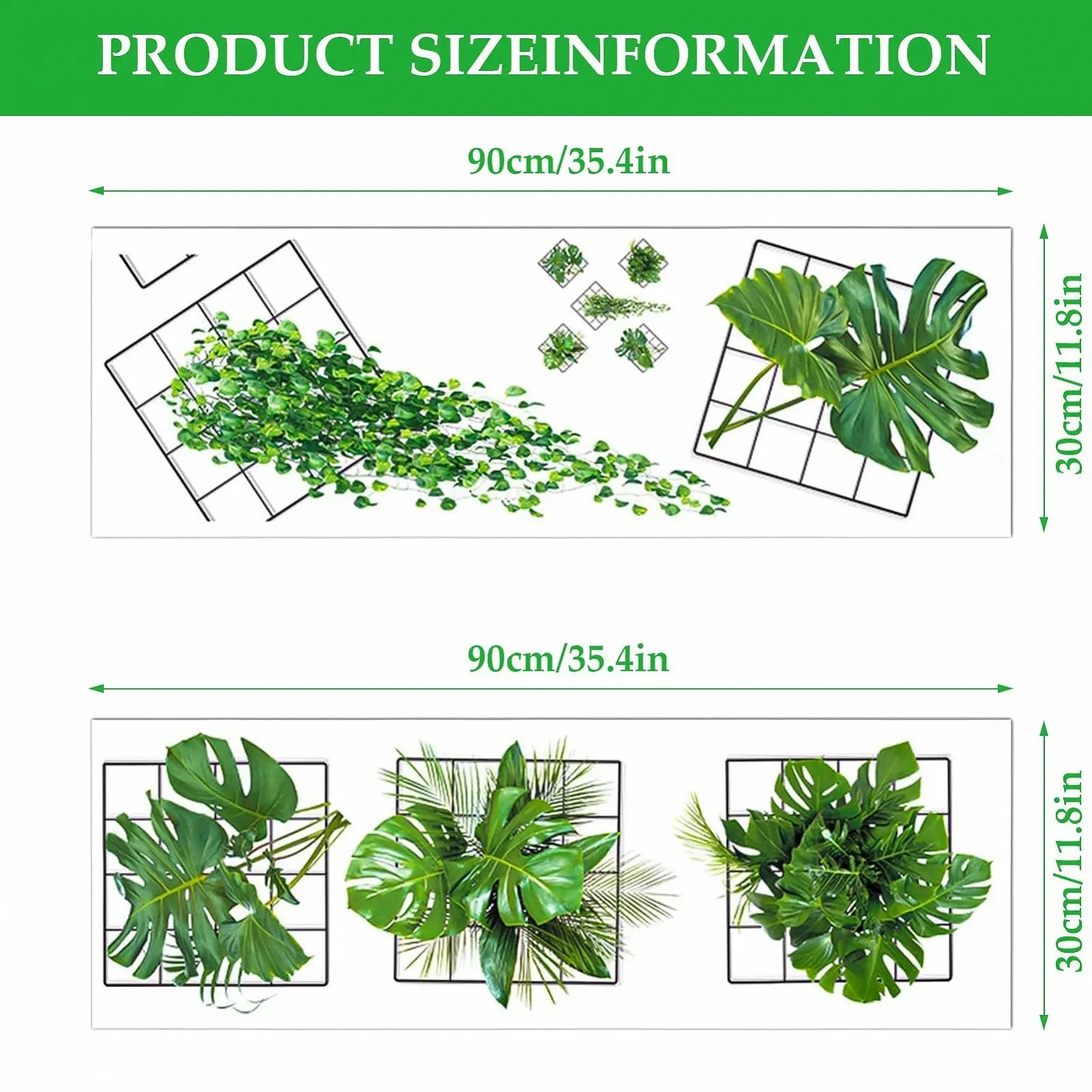 Наклейка на стену 3D Зеленые растения 90 x 30 см, фото №3