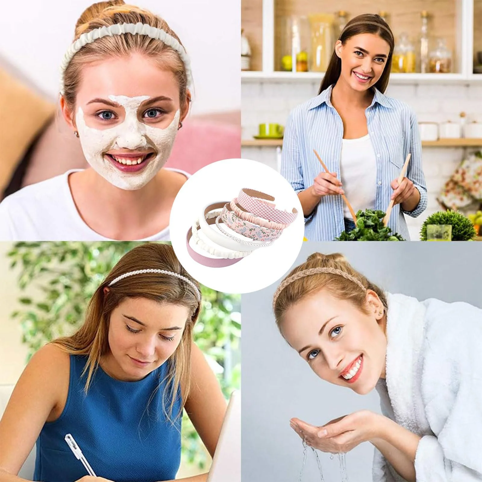 Набір обручів для волосся рожевий, 7 шт., фото №5