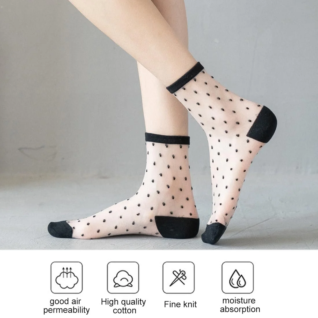 Женские носки Прозрачные Тонкие носки-сеточки 4 пары, фото №2 Женские носки Прозрачные Тонкие носки-сеточки 4 пары, фото №2