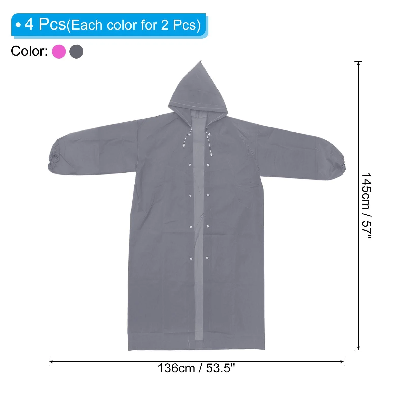 Пончо Patikil, 4 шт., сірий, рожевий, фото №2