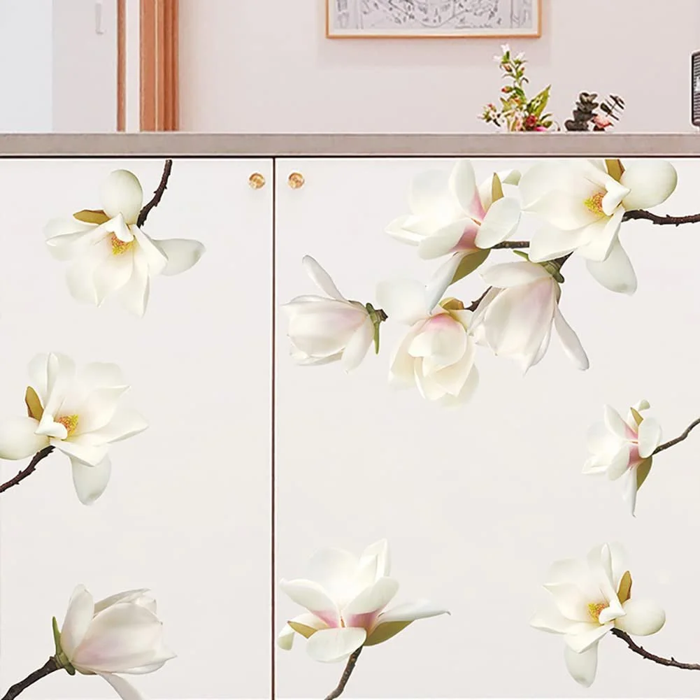 Наклейка на стіну Runtoo Flowers Magnolia 3D біла, фото №3