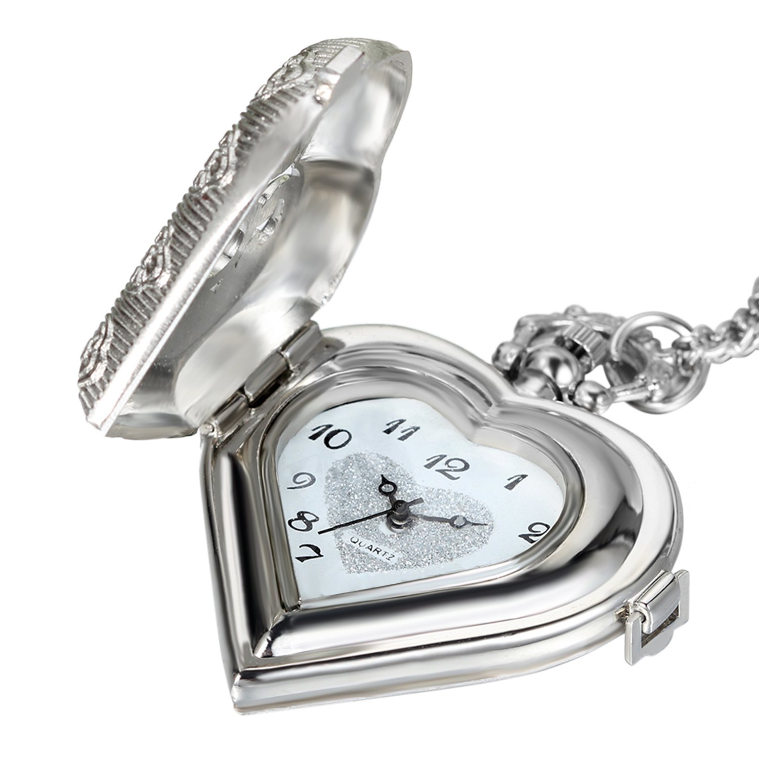 Карманные часы Avaner Heart Shape Design Женские кварцевые с арабскими цифрами Серебро, фото №2