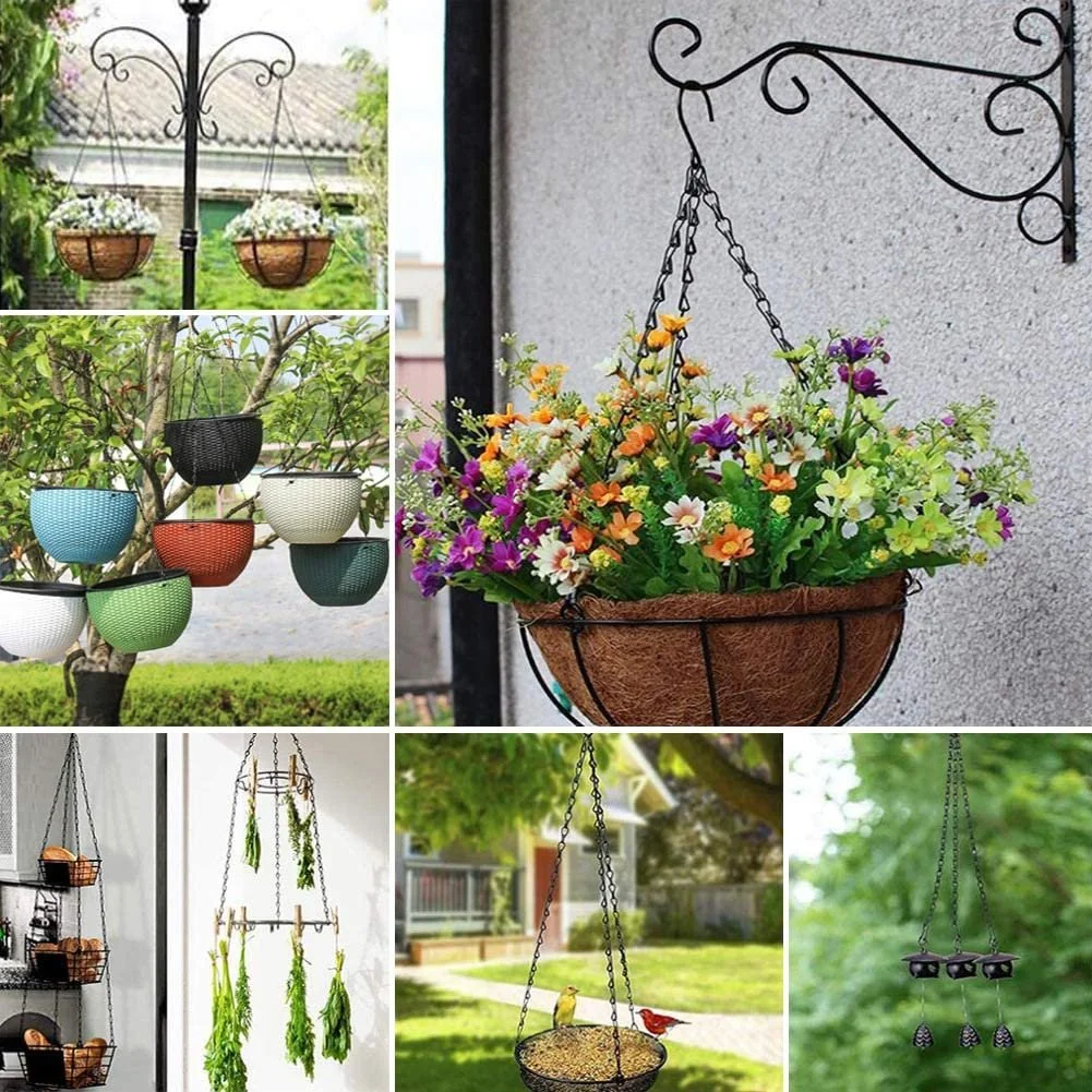 Ланцюжок для підвісного кошика 46 см металевий з подвійними гачками 6 шт Чорний, фото №6 Ланцюжок для підвісного кошика 46 см металевий з подвійними гачками 6 шт Чорний, фото №6