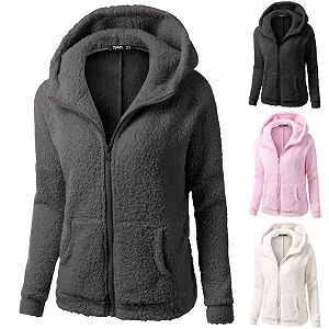 Женский Свитер Зимний На молнии Милый Женский С капюшоном Теплый Свитшот Флисовые Свитшоты Худи Толстый Худи Для улицы С капюшоном Удобная Домашняя одежда Мягкое Пальто - Фото 1