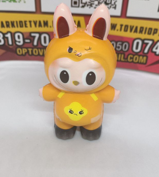 Іграшка антистрес сквіш Labubu іграшка жовта 12 см, фото №2