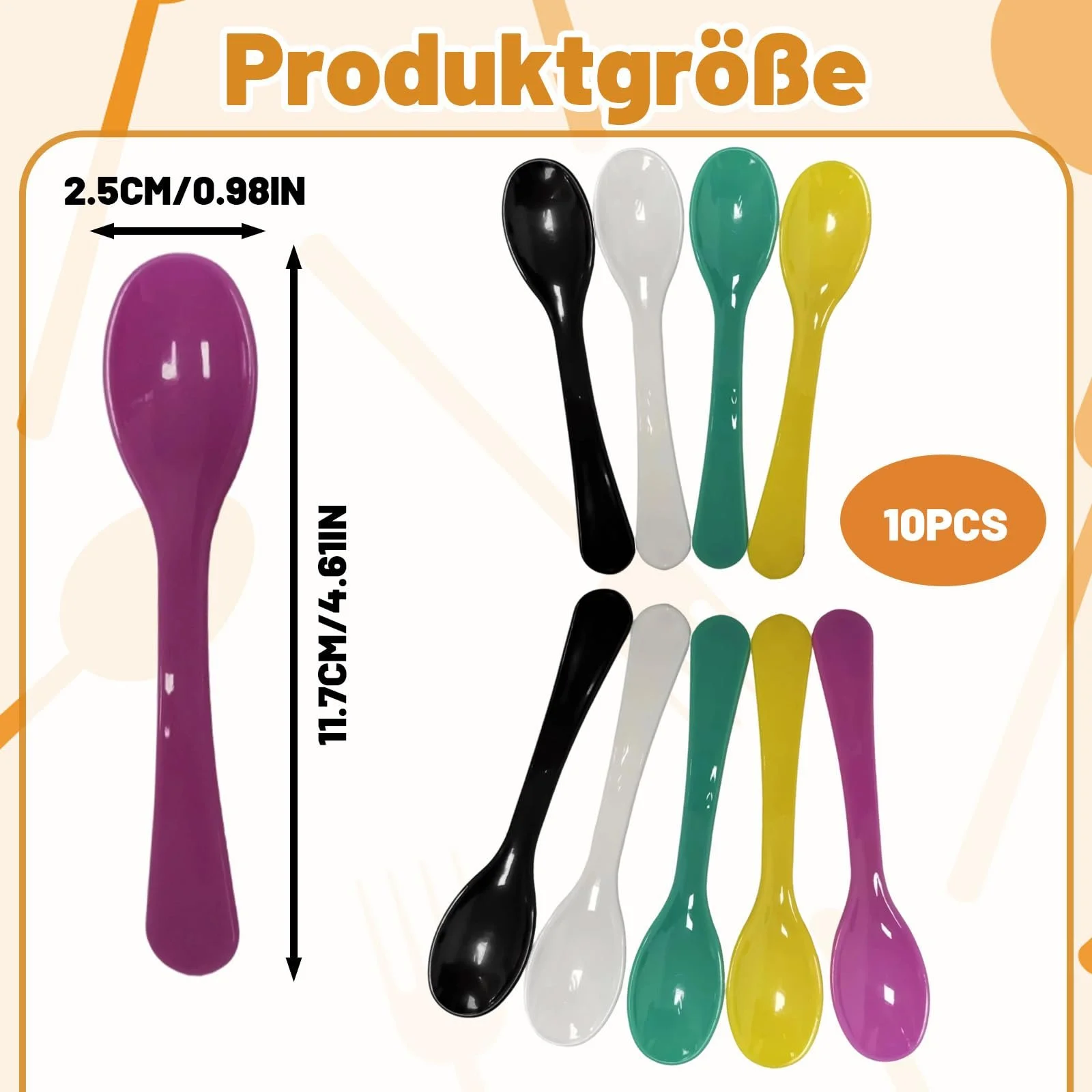 Ложка Пластикова 10 штук Різні Кольори, фото №2