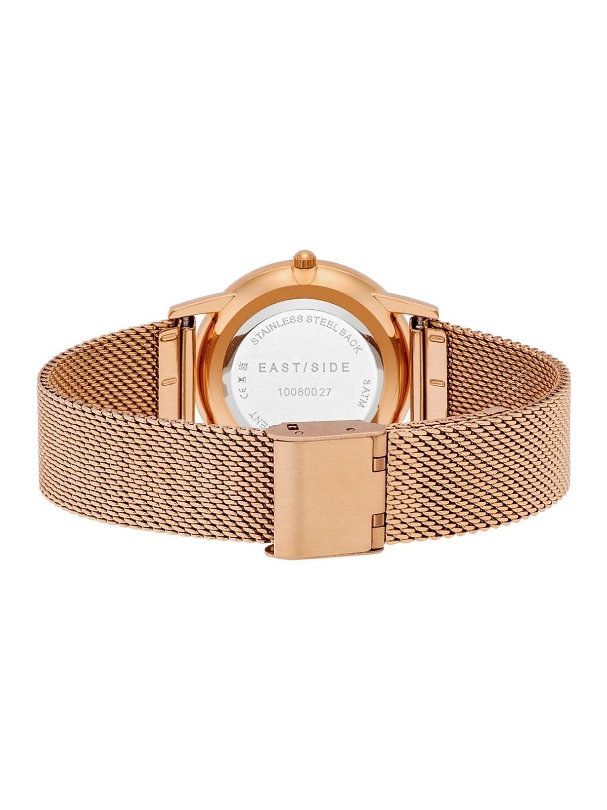 Женские часы Eastside 10080027, аналоговые, японский кварцевый механизм, браслет из нержавеющей стали, розовое золото, 3 ATM, без мотива, фото №3