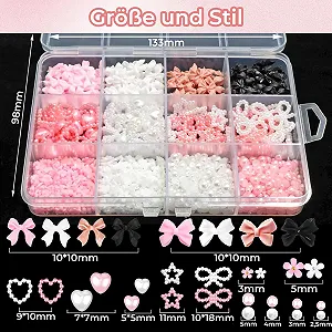 Набор украшений для ногтей 3D Flower Bows Resin Pink White synthetic.ua - Фото 1