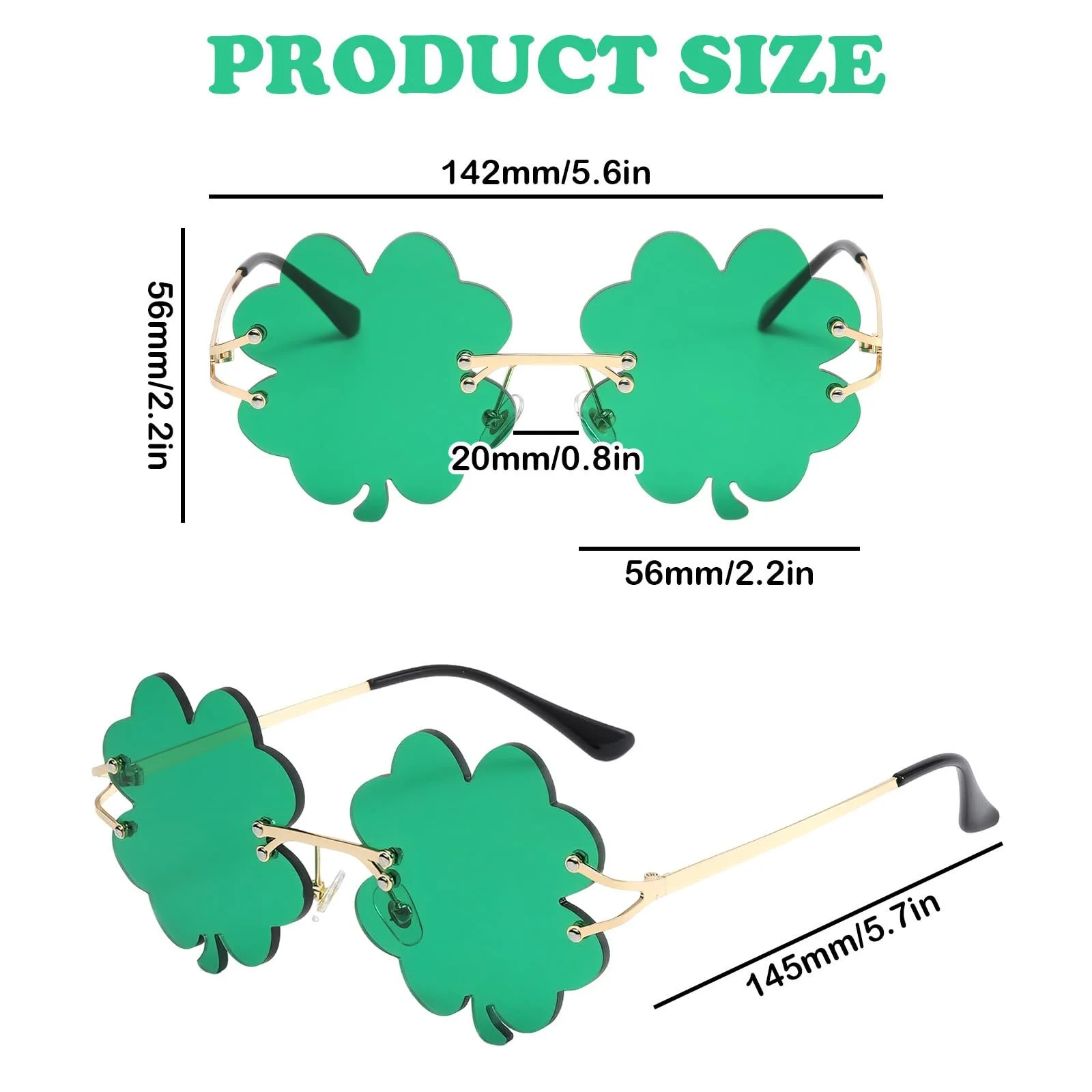 Солнцезащитные очки LIURFLNC Трилистник Зеленый, фото №2