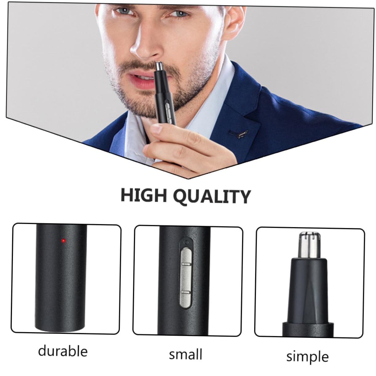 Триммер для волос Angoily 1 Set Nose Hair Trimmer Sideburn Remover Electric Razor 2 в 1 Aluminium, фото №5
