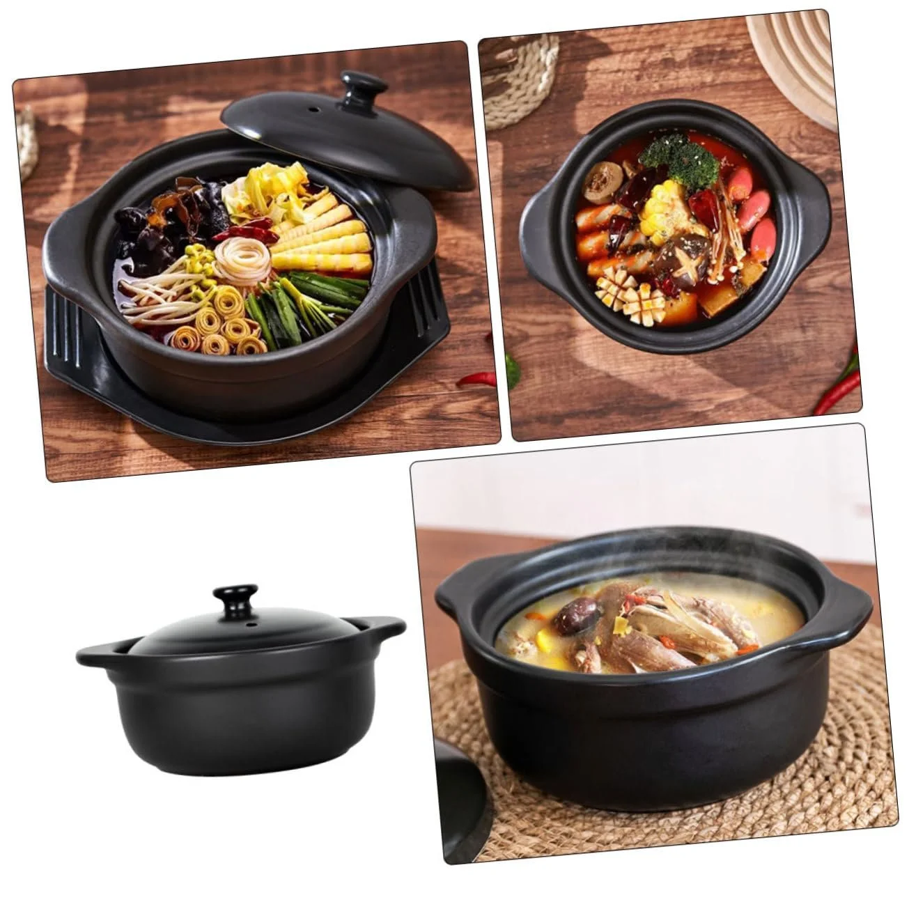 Кастрюля GLEAVI Керамическая с двойными ручками термостойкая для керамических плит, фото №5