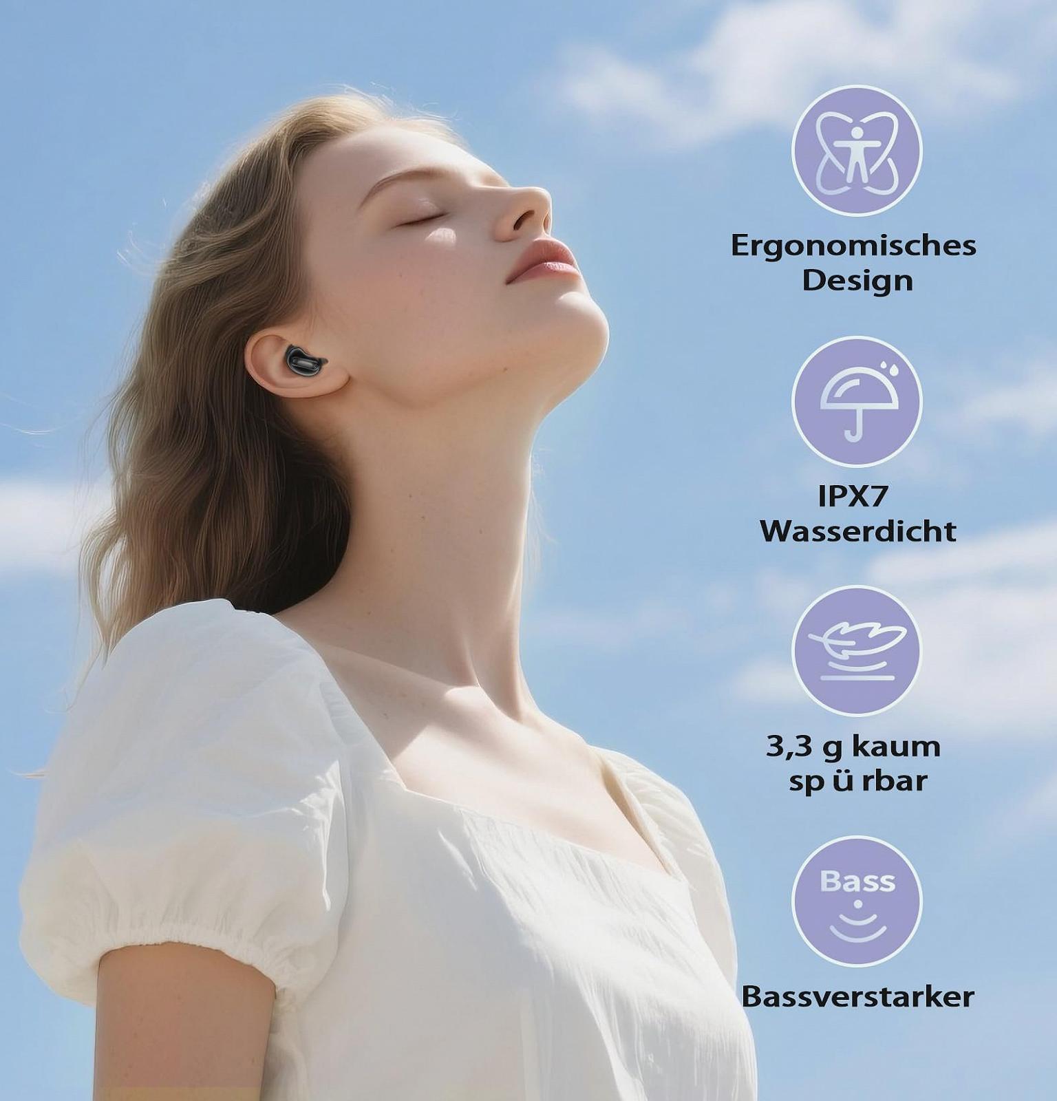 Навушники Bluetooth, Sleep Headphones, Бездротові навушники Bluetooth 5.4 з 4 мікрофонами ANC+ENC 48 год, Hi-Fi звук, сенсорне керування, IPX7 водонепроникні, зручні для тих, хто спить на боці, фото №8