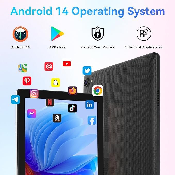 Планшет 10.1" Mouikei C10 3+5/64GB 8 ядер Android 14 Чорний, фото №3