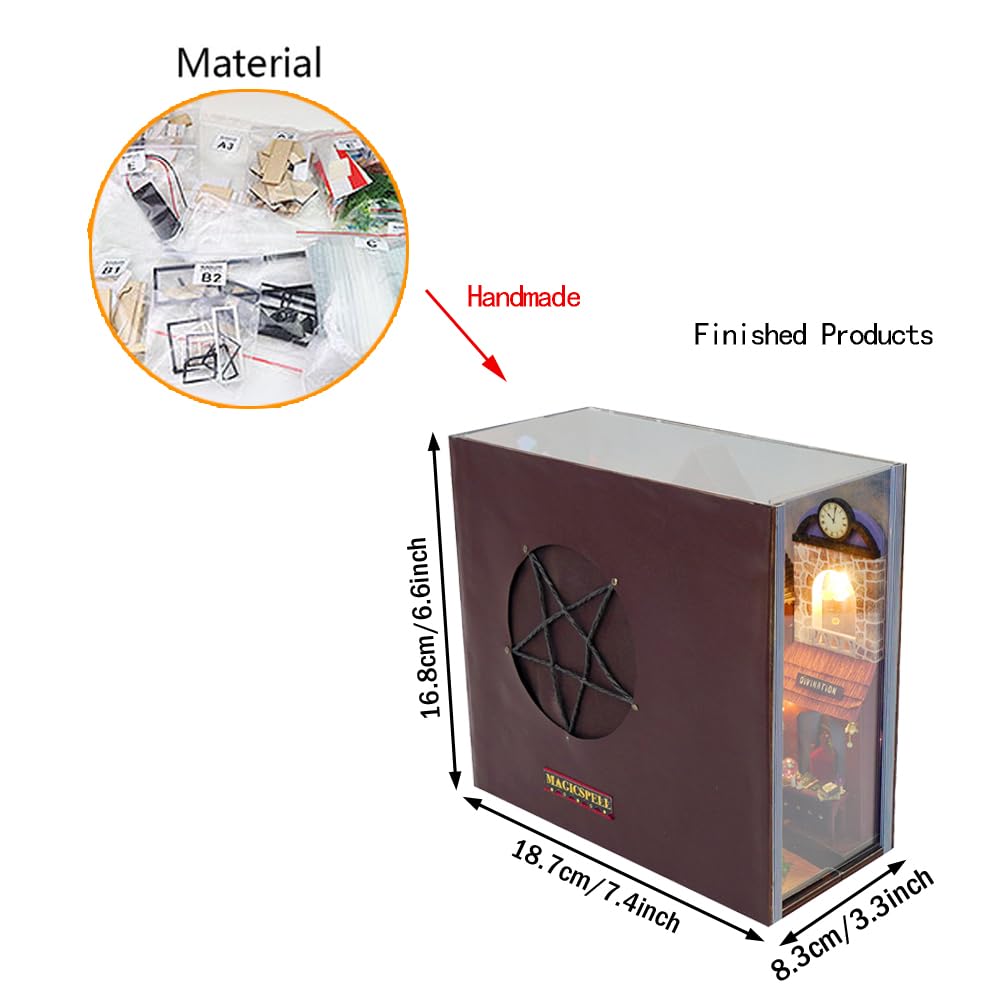 Конструктор Book Nook Dollhouse Puzzle Toy Миниатюрный Magic Bookcase с мебелью и пылезащитной крышкой, фото №3