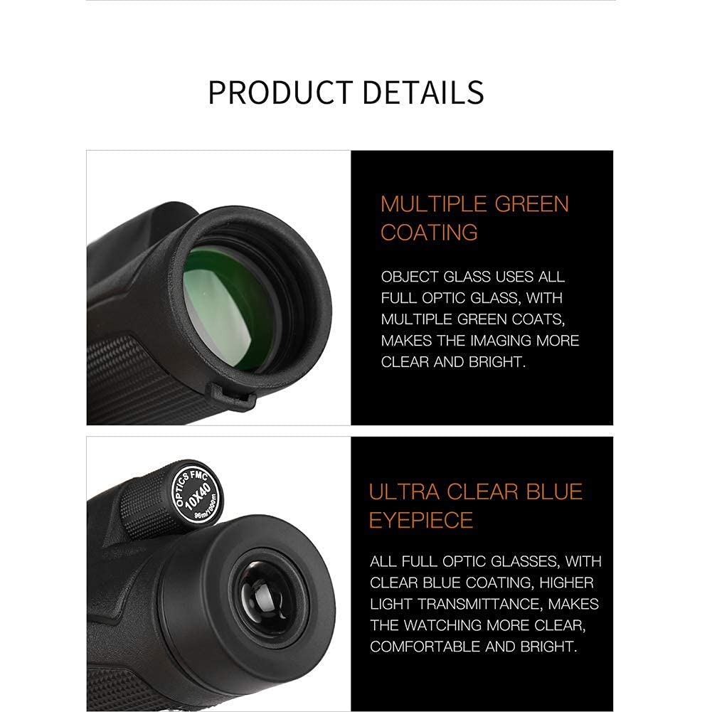 Монокуляр High Performance 10x40 HD Waterproof Compact с Трипод Multi Coated BAK4 Zoom Lens, фото №6