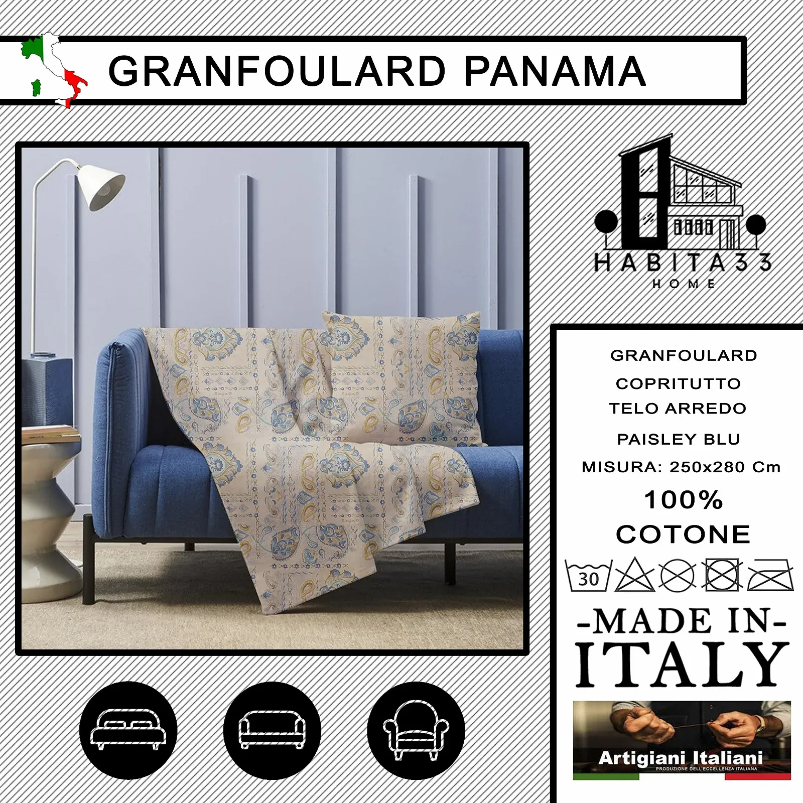 Покривало на великий диван 250 x 280 см, 100% бавовна, фото №2